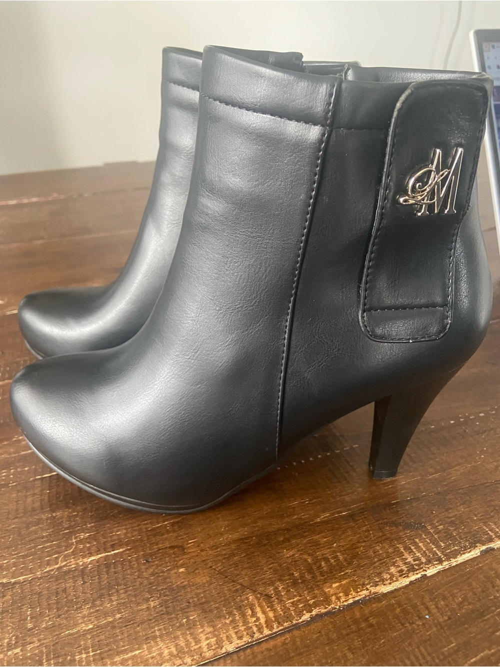 Llynda More Boots "More Love" Black Ankle Booties Heel NIB Size [Insert Size Her
